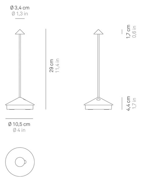 Zafferano Lampada LED da tavolo Pina 3K, grigio scuro, IP54 dimmerabile, Alluminio / Grigio / Zincato, Soggiorno / Sala da pranzo, Alluminio, Moderno