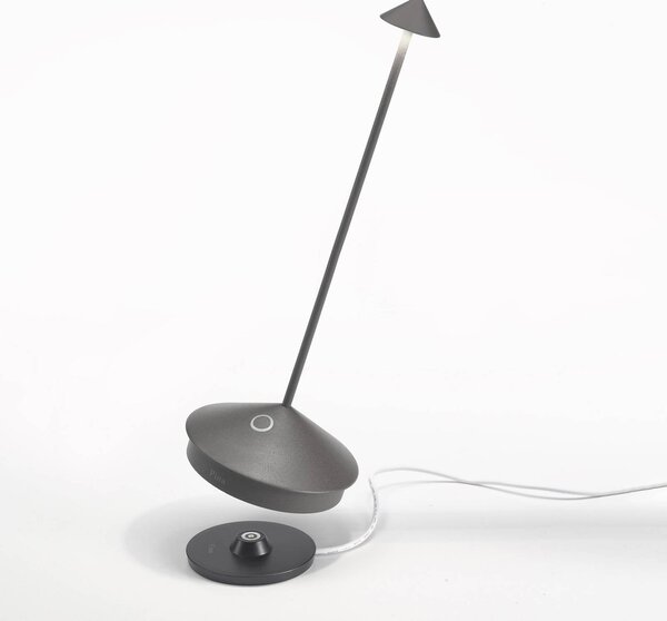 Zafferano Lampada LED da tavolo Pina 3K, grigio scuro, IP54 dimmerabile, Alluminio / Grigio / Zincato, Soggiorno / Sala da pranzo, Alluminio, Moderno