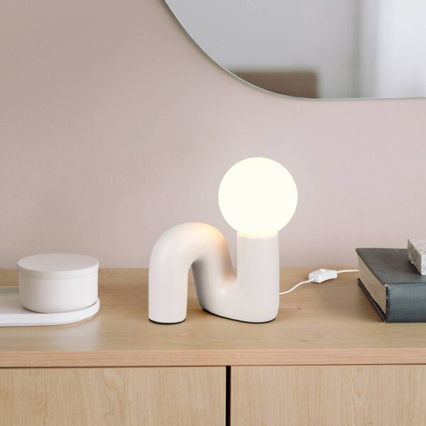 Reality Leuchten Lampada da tavolo Quinn, Alluminio / Grigio / Zincato, Soggiorno / Sala da pranzo, Ceramica, Giovanile, Lampada da tavolo