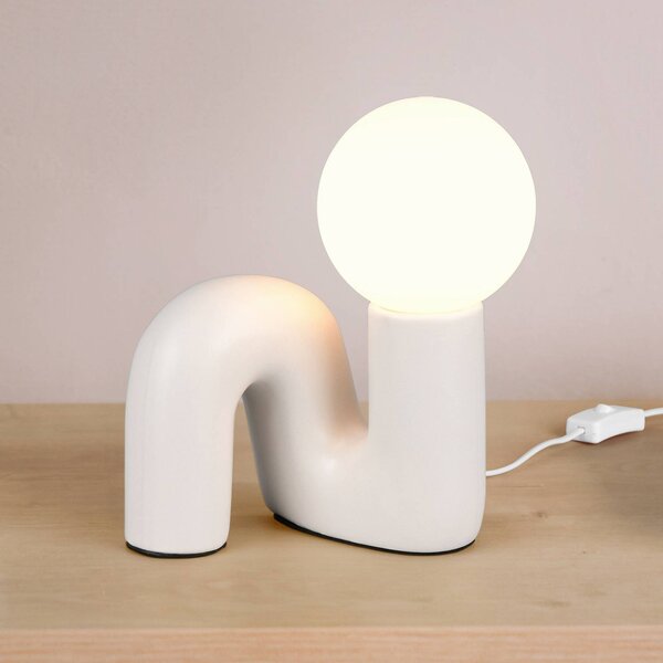 Reality Leuchten Lampada da tavolo Quinn, Alluminio / Grigio / Zincato, Soggiorno / Sala da pranzo, Ceramica, Giovanile, Lampada da tavolo