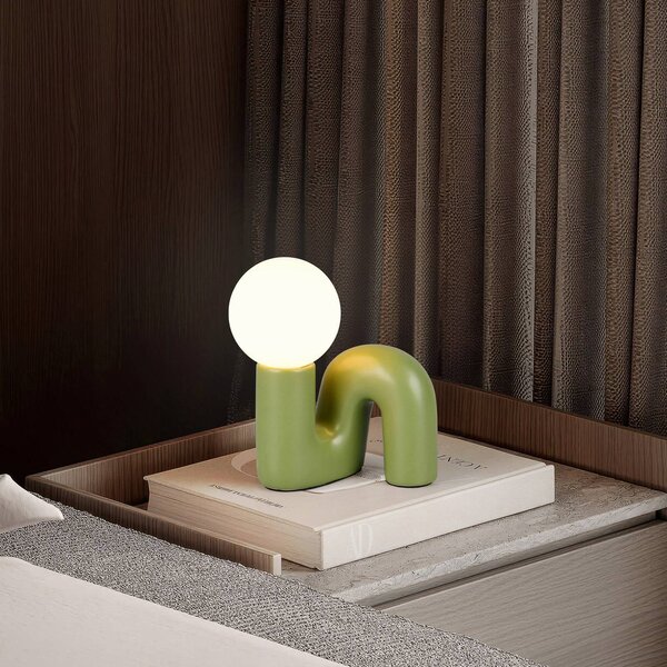 Reality Leuchten Lampada da tavolo Quinn, Verde, Soggiorno / Sala da pranzo, Ceramica, Giovanile, Lampada da tavolo