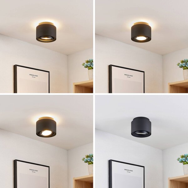 Arcchio plafoniera Walisa, Ø 15 cm, nero, metallo, GU10 Walisa Arcchio, dimmerabile, Nero, Soggiorno / Sala da pranzo, Alluminio, Moderno, Faretto