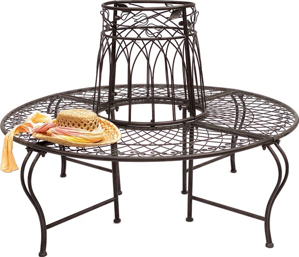 DanDiBo Panchina rotonda in metallo resistente alle intemperie marrone Ø 130 cm Panchina per alberi 96003 Panchina da giardino Panchina da parco Panchina in ferro