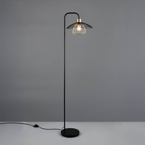 Reality Leuchten Lampada ad arco Lauris, Nero, Soggiorno / Sala da pranzo, Metallo, Moderno, Lampada da terra