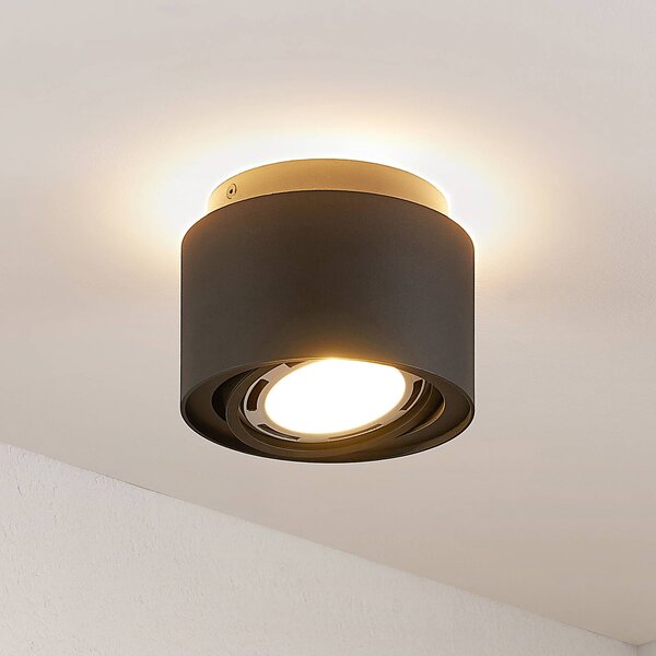 Arcchio plafoniera Walisa, Ø 15 cm, nero, metallo, GU10 Walisa Arcchio, dimmerabile, Nero, Soggiorno / Sala da pranzo, Alluminio, Moderno, Faretto