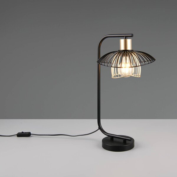 Reality Leuchten Lampada da tavolo Lauris, Nero, Soggiorno / Sala da pranzo, Metallo, Moderno, Lampada da tavolo