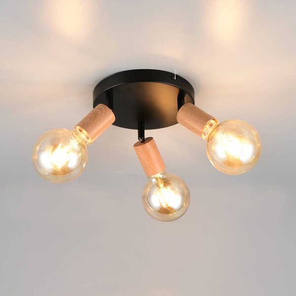 Reality Leuchten Plafoniera soffitto Lamego, dimmerabile, Nero, Soggiorno / Sala da pranzo, Metallo, Moderno, Plafoniera