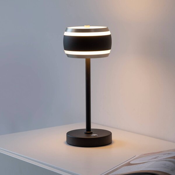 PURE Lampada da tavolo Falling Rings, dimmerabile, Nero, Camera da letto, Alluminio, Moderno, Lampada da tavolo