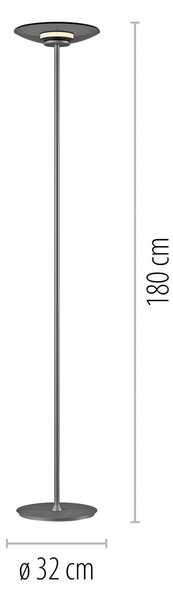 PURE Lampada da terra Moon, dimmerabile, Alluminio / Grigio / Zincato, Camera da letto, Alluminio, Moderno, Lampada da terra