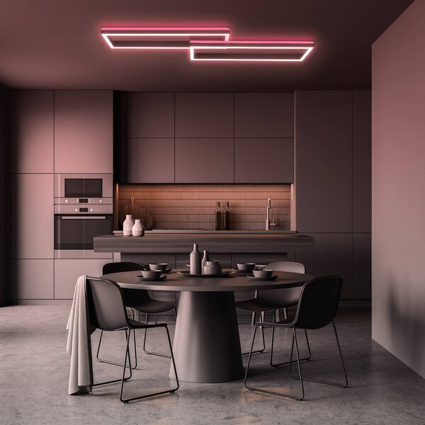 Briloner Plafoniera a LED Frame, dimmerabile, Nero, Soggiorno / Sala da pranzo, Metallo, Moderno, Plafoniera LED