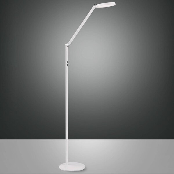 Fabas Luce Lampada da terra a LED Regina, dimmerabile, Bianco / Opale, Soggiorno / Sala da pranzo, Metallo, Moderno, Lampada LED da terra