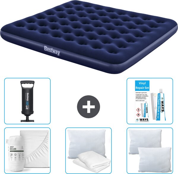 Materasso gonfiabile Bestway - 2 persone - 183 x 203 x 22 cm - Blu - Accessori inclusi