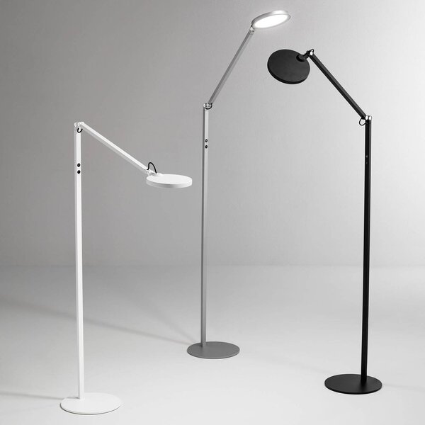 Fabas Luce Lampada da terra a LED Regina, dimmerabile, Bianco / Opale, Soggiorno / Sala da pranzo, Metallo, Moderno, Lampada LED da terra