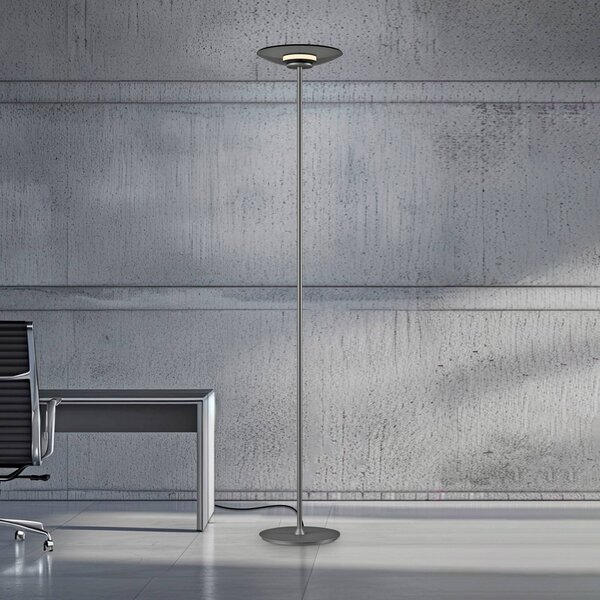 PURE Lampada da terra Moon, dimmerabile, Alluminio / Grigio / Zincato, Camera da letto, Alluminio, Moderno, Lampada da terra