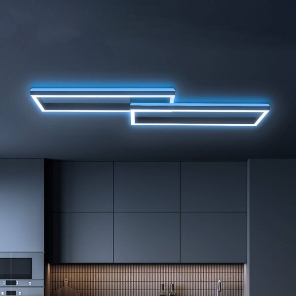 Briloner Plafoniera a LED Frame, dimmerabile, Nero, Soggiorno / Sala da pranzo, Metallo, Moderno, Plafoniera LED