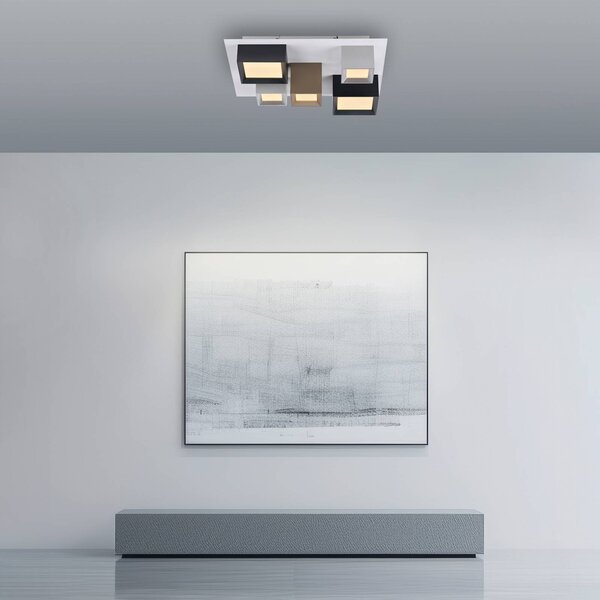 PURE Plafoniera soffitto Manhatten, dimmerabile, Multicolore, Corridoio, Alluminio, Moderno, Plafoniera