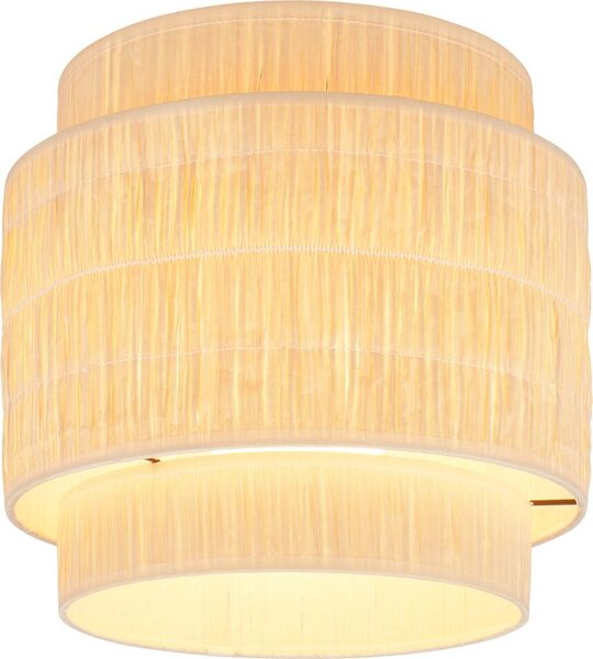 Lampada da soffitto Briloner Papper, paralume in rafia, stile boho, attacco E27, naturale, Ø30 x 32 cm