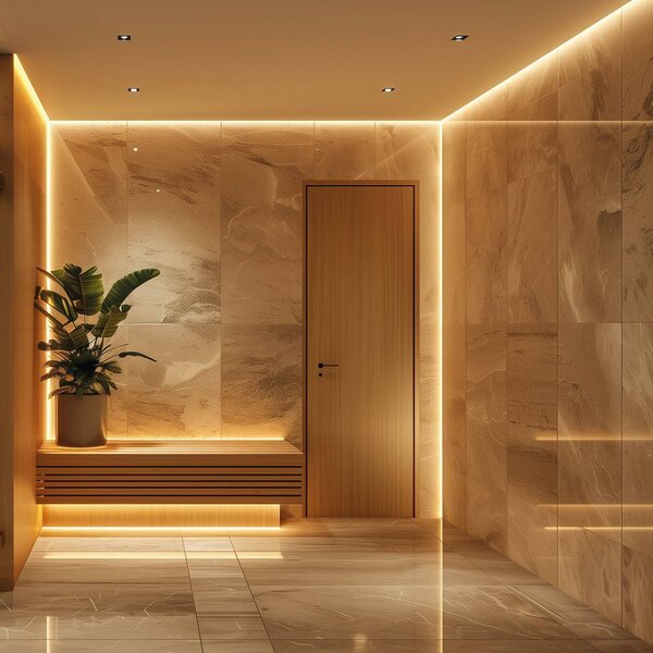 Hera Striscia LED SAUNA, 3.000 K, lunghezza 200 cm, IP54, 24 V dimmerabile, Bianco / Opale, Soggiorno / Sala da pranzo, Plastica, Moderno