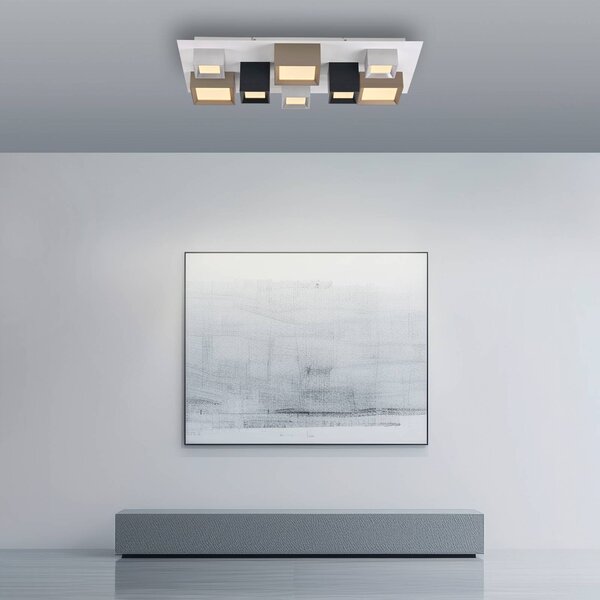 PURE Plafoniera soffitto Manhatten, dimmerabile, Multicolore, Corridoio, Alluminio, Moderno, Plafoniera