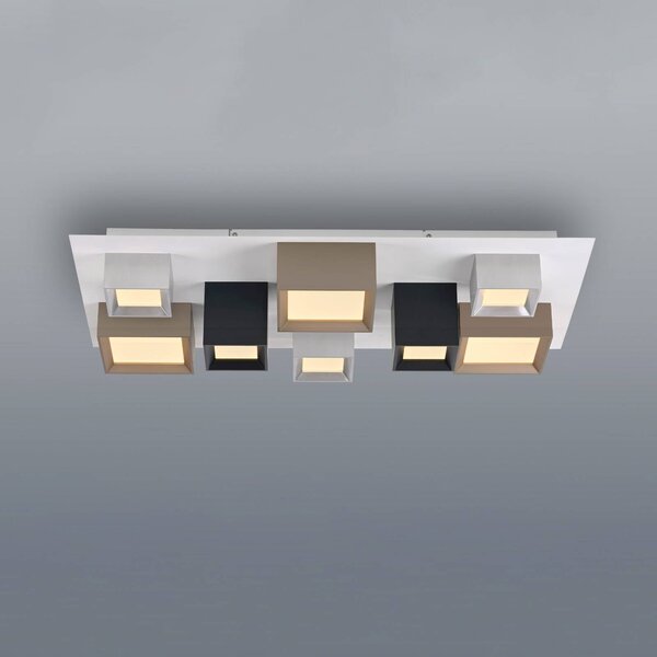PURE Plafoniera soffitto Manhatten, dimmerabile, Multicolore, Corridoio, Alluminio, Moderno, Plafoniera