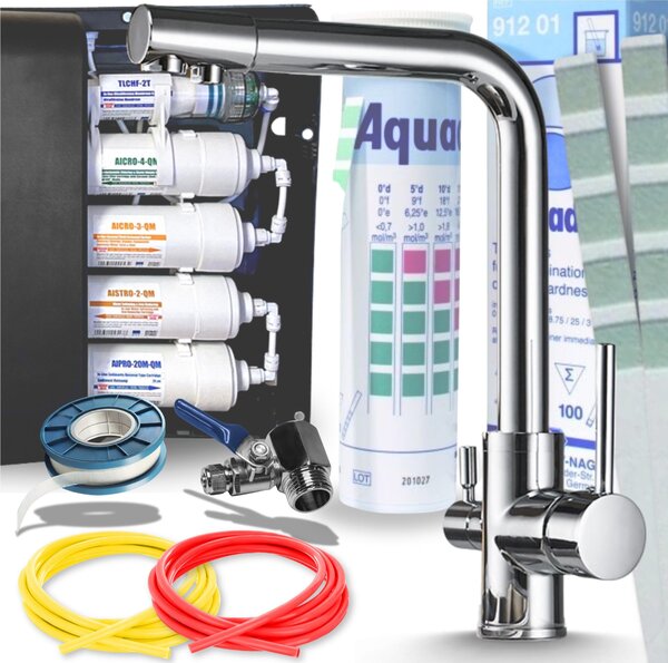 Ari Venom 1 - Miscelatore da cucina a 3 vie cromato con sistema di filtraggio dell'acqua a 5 stadi e filtro per acqua potabile da incasso sottobanco per cucina