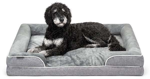 Letto per cani lionto premium, letto ortopedico in memory foam con bordo rialzato, rivestimento lavabile e supporto stabile, 106x80x17 cm, grigio