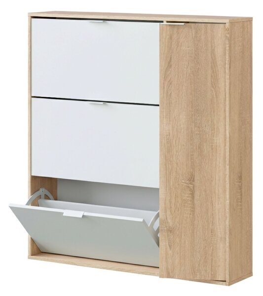 Scarpiera moderna 4 ante rovere e bianca 106x115h cm - Ammour
