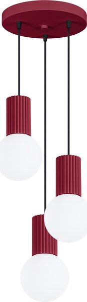 Lampada a sospensione HALO 3P bordeaux 3xG9 8W alluminio/vetro 125x25x25cm Sollux Lighting