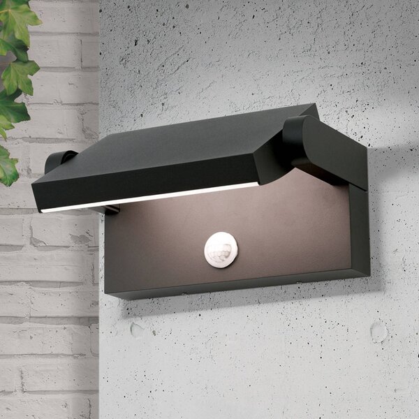 ORION Applique da esterni a LED con sensore Ginger, Nero, Alluminio, Moderno, Applique LED da esterni