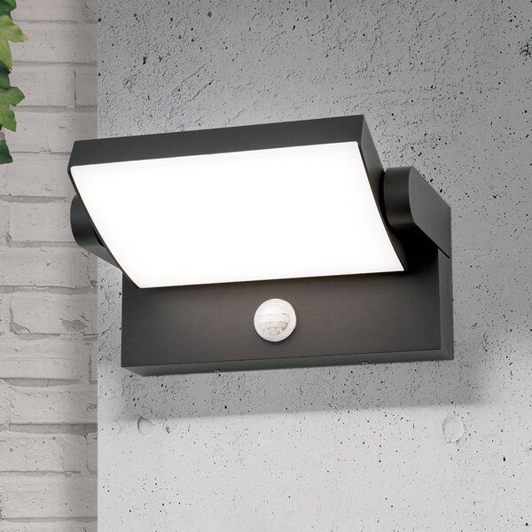 ORION Applique da esterni a LED con sensore Ginger, Nero, Alluminio, Moderno, Applique LED da esterni