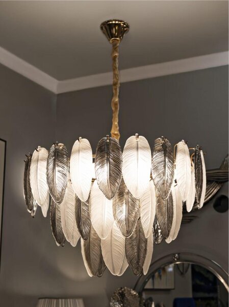 Lampadario con 9 punti luce E 14 in metallo dorato, Dimensioni � 60x40x h 87 cm sfere in vetro colorato telaio oro