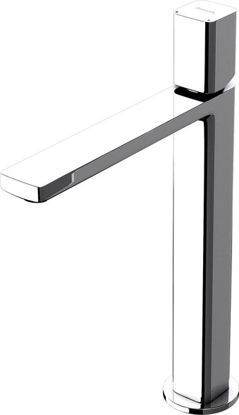 Doporro Miscelatore Monocomando Alto per Lavabo Bagno Senza Leva, Rubinetto con Flessibili Acqua Calda Fredda in Ottone Cromato H 30,9 cm WAO-7901