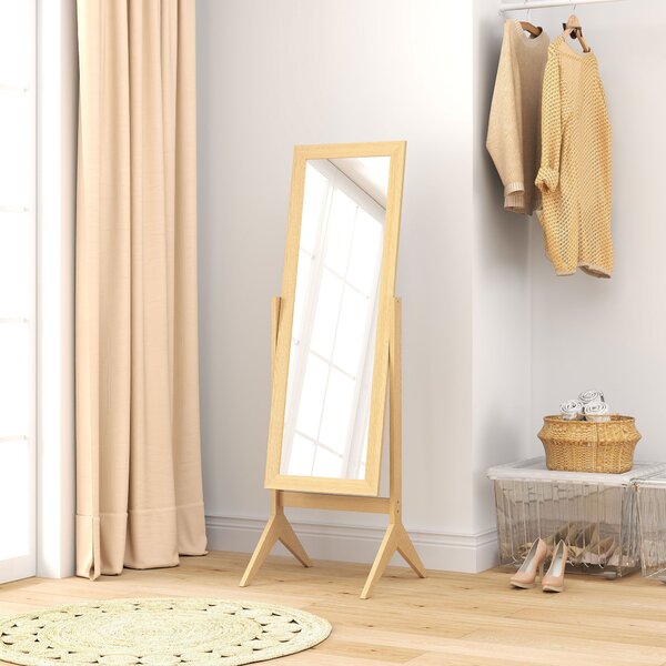 HOMCOM Specchio da Terra Reclinabile con Cornice Rettangolare, 47x46x148 cm, Effetto Rovere | Aosom Italy