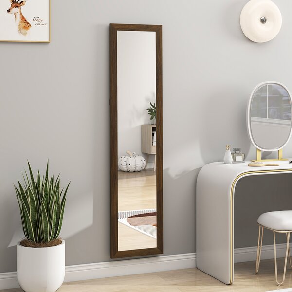 HOMCOM Specchio a figura intera con cornice in MDF con appoggio inclinabile o da appendere, 157x37 cm, Noce | Aosom Italy
