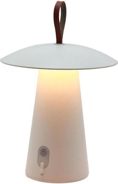 FUNGY lampada da tavolo a batteria a LED bianco caldo in alluminio con manico in pelle H29cm