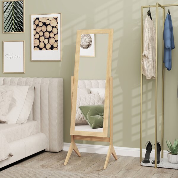 HOMCOM Specchio da Terra Reclinabile con Cornice Rettangolare, 47x46x148 cm, Effetto Rovere | Aosom Italy