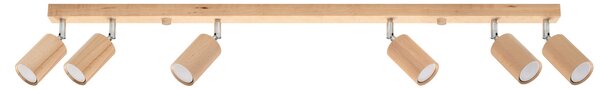 Lampada da soffitto BERG 6 in legno naturale 6xGU10 10W legna 20x5x120cm Sollux Lighting