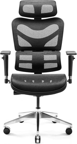 Diablo V-Commander Sedia ergonomica da ufficio Sedia direzionale Bracciolo 3D Supporto lombare Poggiatesta regolabile e sedile in rete Nero