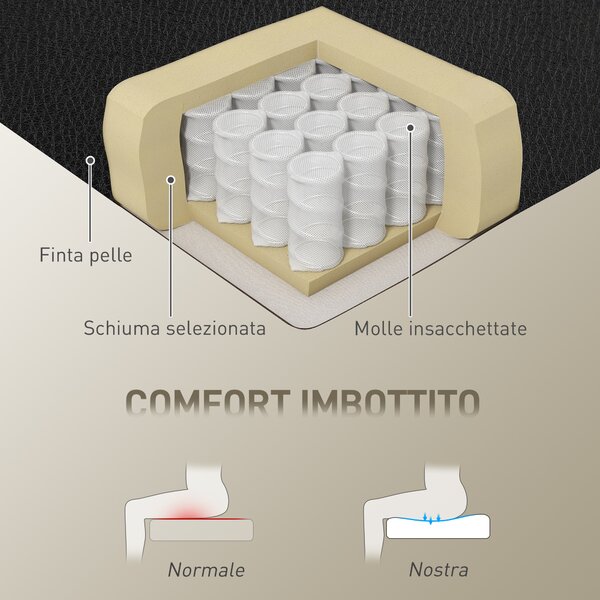 HOMCOM Sedia da Ufficio con Poggiapiedi e Poggiatesta, in Pelle PU, Schiuma e Metallo, 76x73x117-125 cm, Nero | Aosom Italy