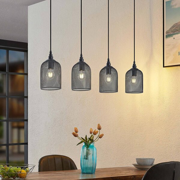 Lampada a sospensione Dolcin Lindby, dimmerabile, Legno chiaro, Soggiorno / Sala da pranzo, Legno, Vintage, Lampada a sospensione