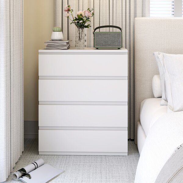 HOMCOM Cassettiera 4 cassetti, 80 x 39 x 95 cm, Bianco | Aosom Italy