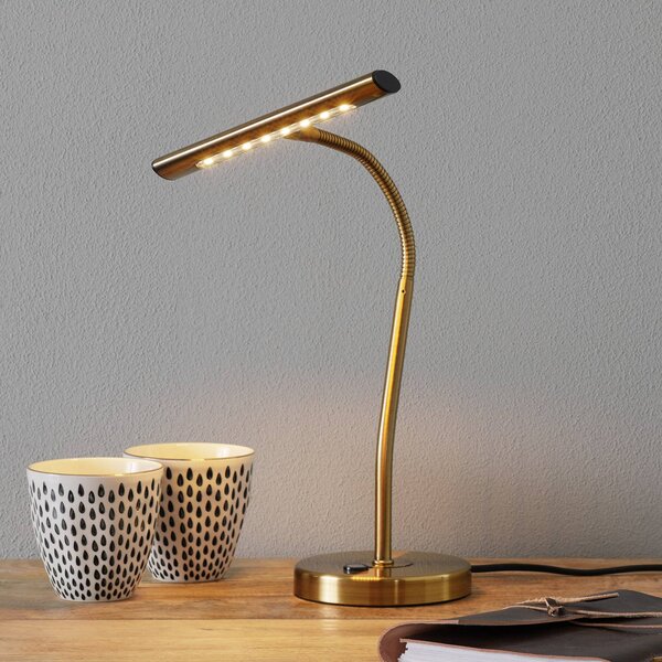 Trio Lighting Lampada da scrivania a LED CURTIS, dimmerabile, Bronzo / Ottone antico, Studio / Ufficio, Metallo, Moderno, Lampada da tavolo LED