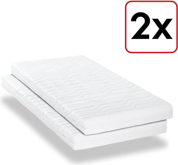 Materasso premium a 7 zone 100x200 cm CloudComfort in confezione doppia, altezza 15 cm, livello di rigidità H2/H3, twin set