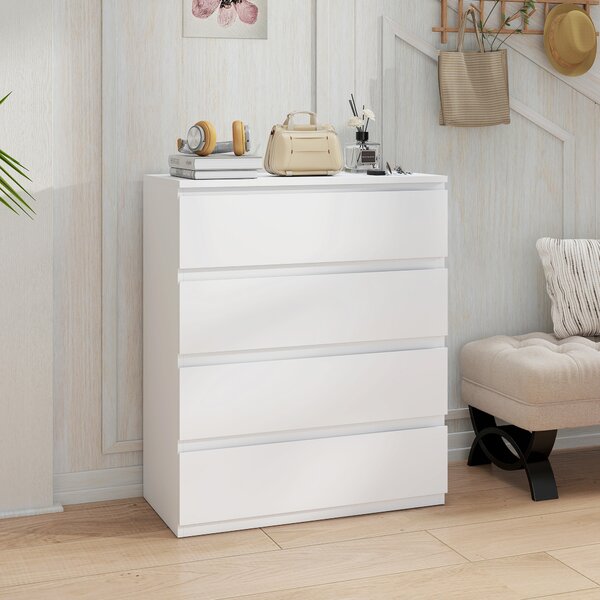 HOMCOM Cassettiera 4 cassetti, 80 x 39 x 95 cm, Bianco | Aosom Italy