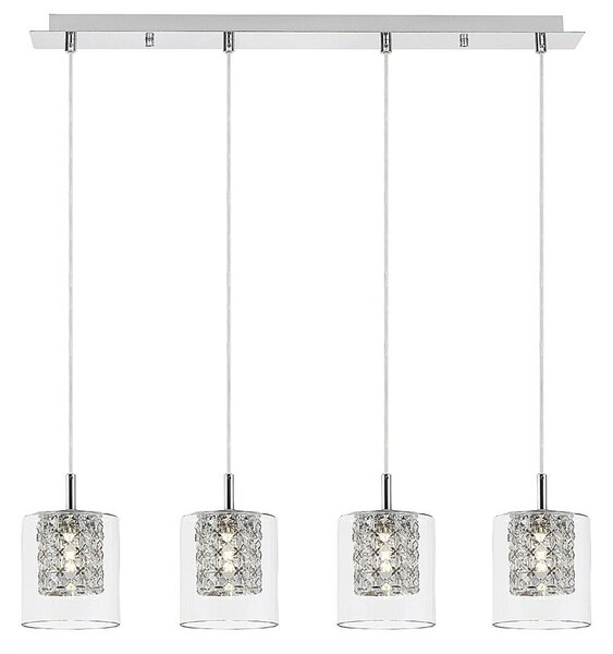 Rabalux 3116 lampada a sospensione 4 spot Duchessa, G9, argento, moderna, 72cm
