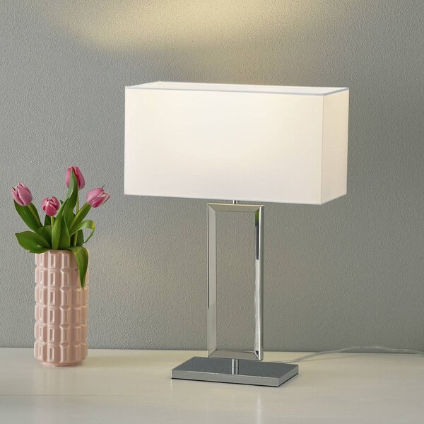 Helestra Lampada da tavolo Enna 2, Bianco / Opale, Soggiorno / Sala da pranzo, Tessuto / Stoffa / Seta, Moderno, Lampada da tavolo
