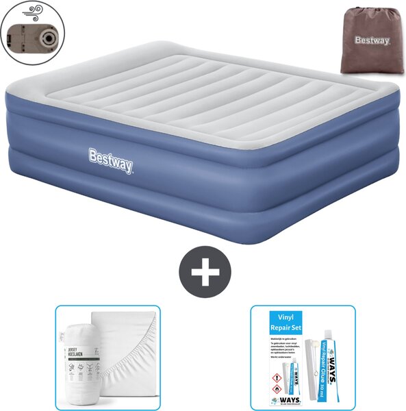 Materasso gonfiabile Bestway - 2 persone - 152 x 203 x 61 cm - Grigio/Blu - Accessori inclusi