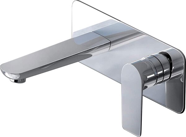 Doporro Rubinetto Cascata Parete,Miscelatore da Bagno Lavabo Muro in Ottone Cromato WA118, Argento