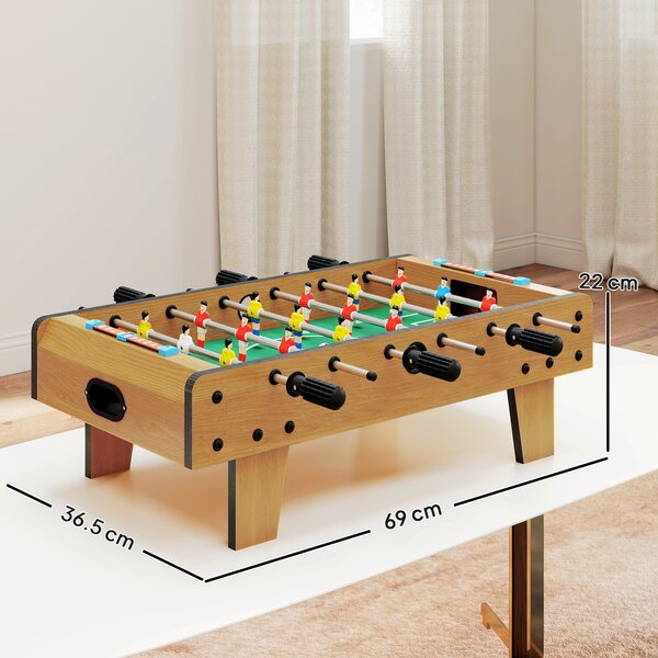 HOMCOM Calcio Balilla Pieghevole per Adulti e Bambini con 2 Palline e Segnapunti, in Legno, 69x36.5x22 cm, color Legno | Aosom Italy