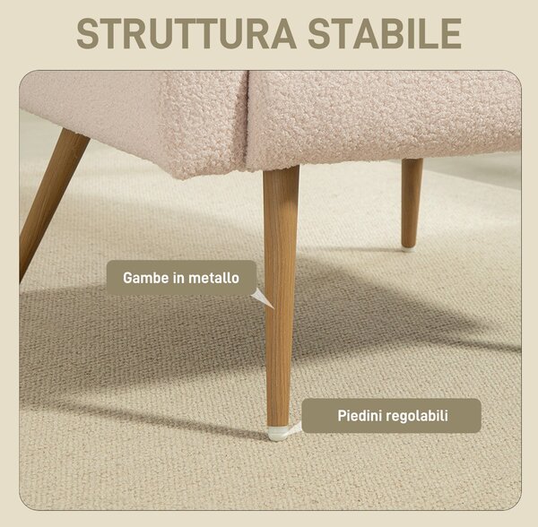 HOMCOM Poltrona per Salotto Moderna in Tessuto Teddy con Cuscino Lombare Sfoderabile, 77x77x83 cm, Beige | Aosom Italy